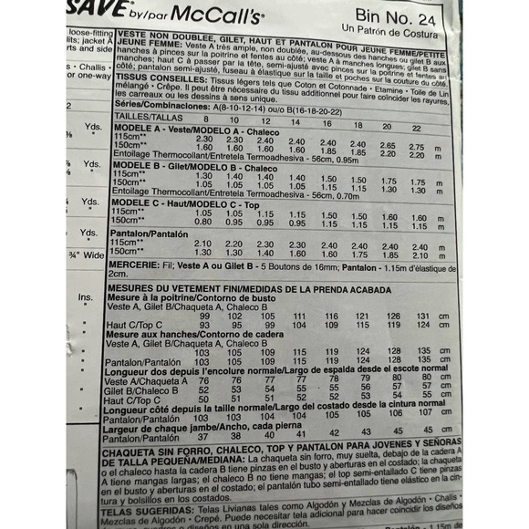 McCalls pattern 4347 tank top vest shacket elastic waist pants - Picture 5 of 5